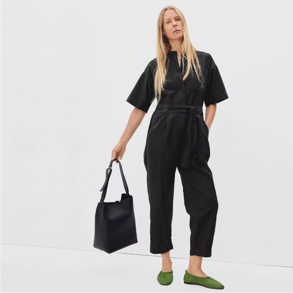 Everlane fatigue belted short sleeve crop jump suit organic cotton